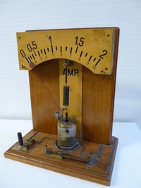 ltestes Messinstrument unserer Sammlung: Federgalvanometer nach Kohlrausch der Firma Hartmann & Braun Frankfurt/Main (um 1900)